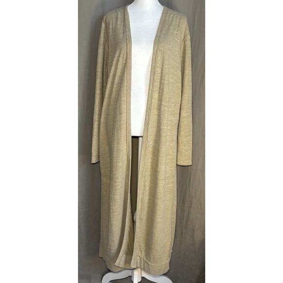 Free People Beach Boho Long Tan Cardigan Open Front Duster Neutral Size Xsmall - Picture 13 of 14
